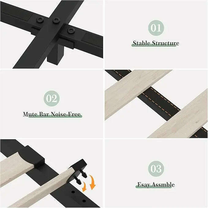 KIMLUD, Large Bed Frame with 4 Storage Drawers and Storage Headboard Equipped with Charging Station Diamond Sewn Button Tufted Design, KIMLUD Womens Clothes