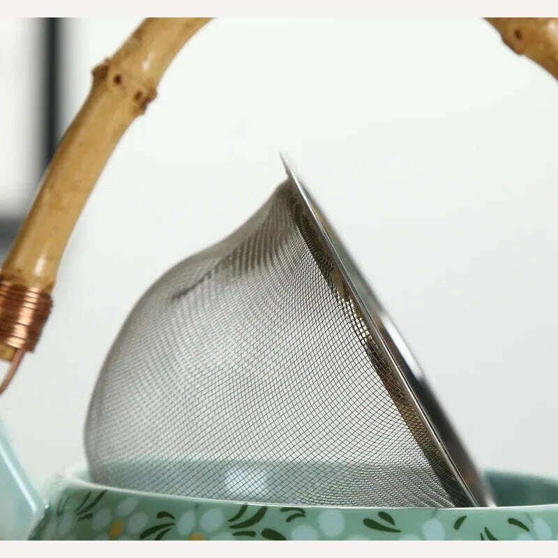 Large Capacity Ceramics High Temperature Resistant 1L with Filter Ceramic Kettle Teapot Flower Pattern A Variety of Styles - KIMLUD