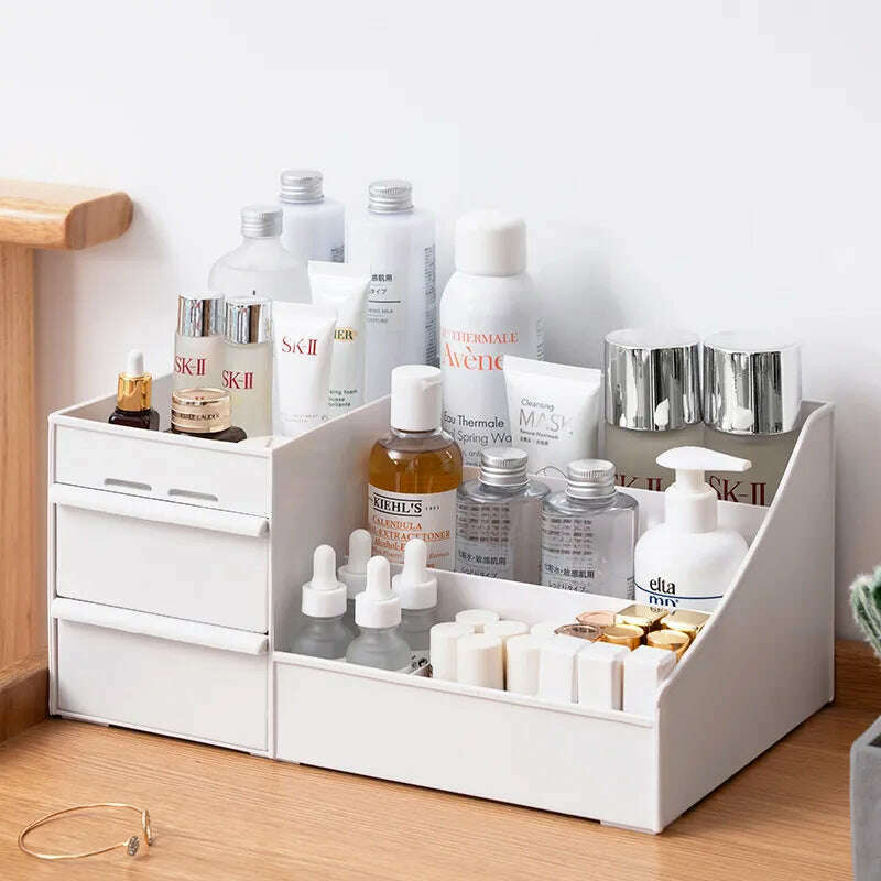 KIMLUD, Large Capacity Cosmetic Storage Box Makeup Drawer Organizer Jewelry Nail Polish Makeup Container Desktop Sundries Storage Box, KIMLUD Women's Clothes