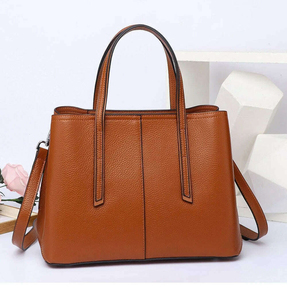 KIMLUD, Large Capacity Cowhide Handbags for Women Casual Genuine Leather Bag Luxury Designer Female Tote Bags, KIMLUD Womens Clothes
