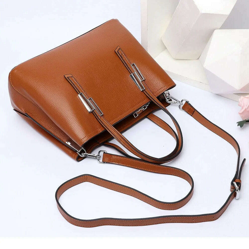 KIMLUD, Large Capacity Cowhide Handbags for Women Casual Genuine Leather Bag Luxury Designer Female Tote Bags, KIMLUD Womens Clothes