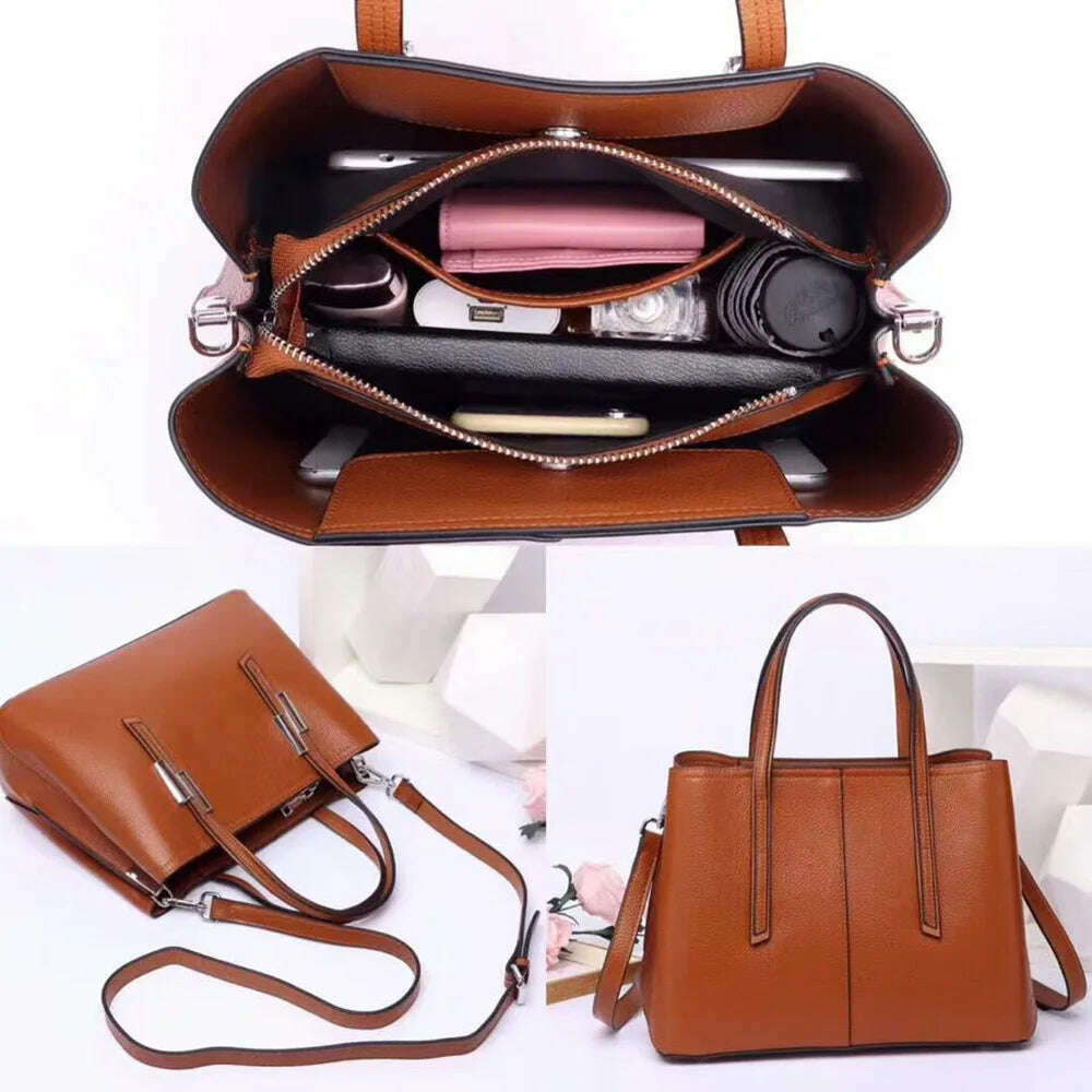 KIMLUD, Large Capacity Cowhide Handbags for Women Casual Genuine Leather Bag Luxury Designer Female Tote Bags, KIMLUD Womens Clothes