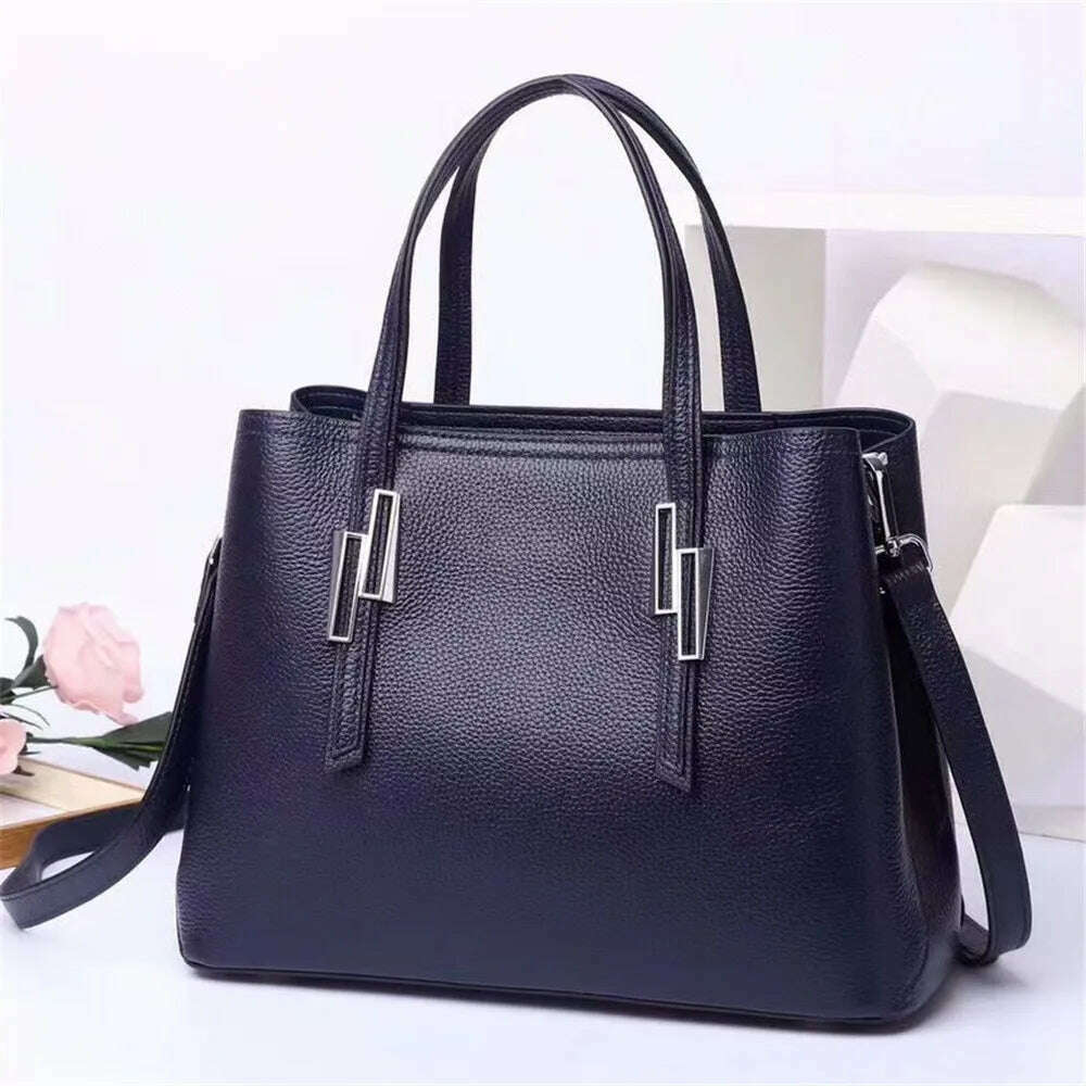 KIMLUD, Large Capacity Cowhide Handbags for Women Casual Genuine Leather Bag Luxury Designer Female Tote Bags, blue women bag, KIMLUD APPAREL - Womens Clothes