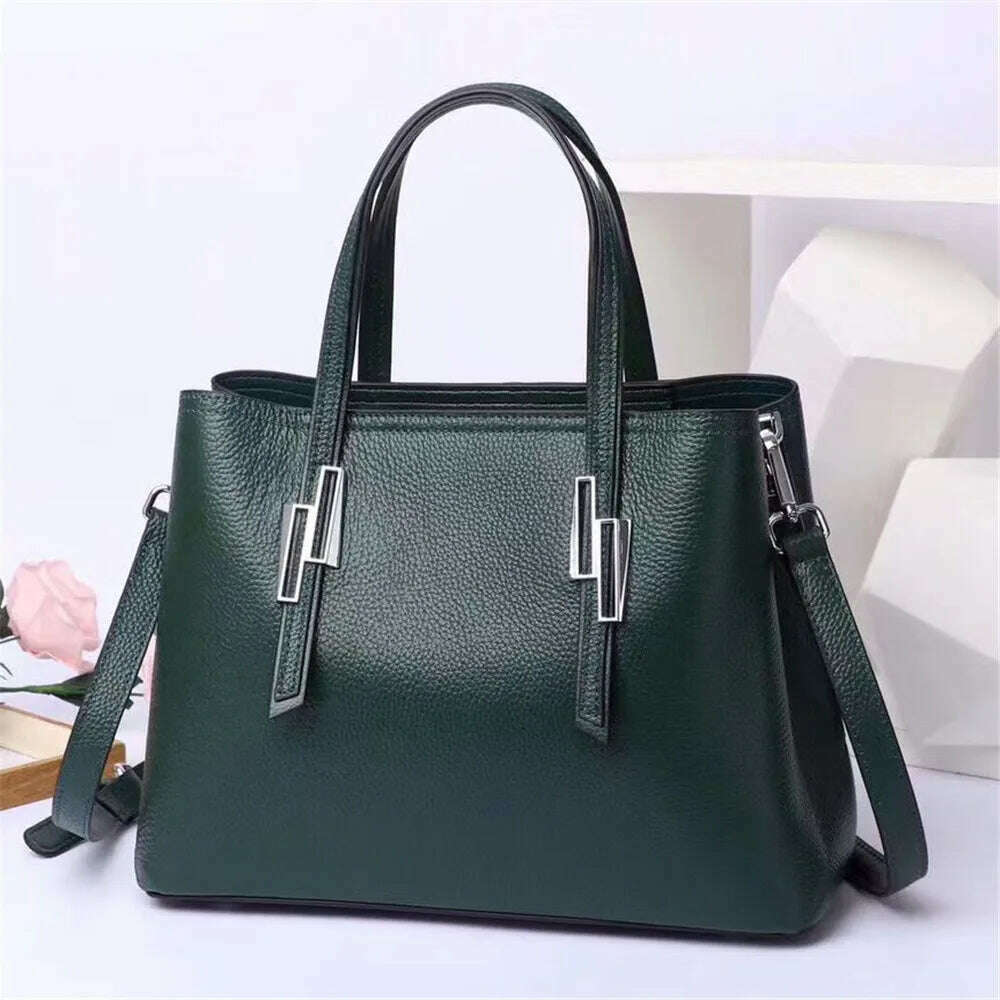 KIMLUD, Large Capacity Cowhide Handbags for Women Casual Genuine Leather Bag Luxury Designer Female Tote Bags, green women bag, KIMLUD APPAREL - Womens Clothes