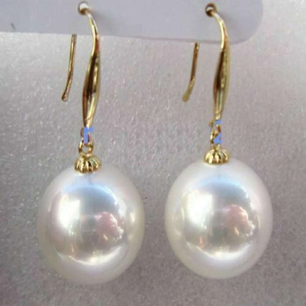 Large quantity AAA 13mm natural South Sea pearl earrings in 14k gold and 4 colors - KIMLUD
