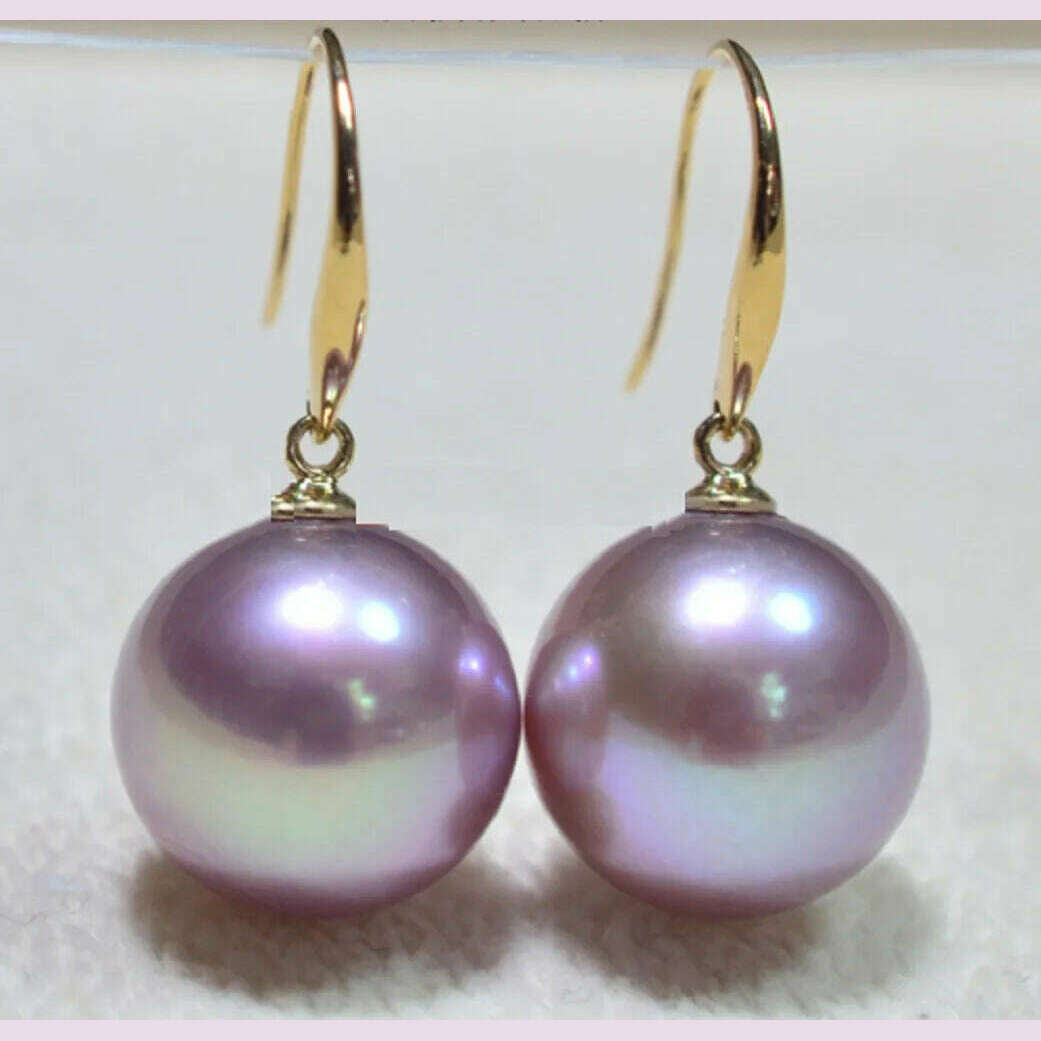 Large quantity AAA 13mm natural South Sea pearl earrings in 14k gold and 4 colors - KIMLUD