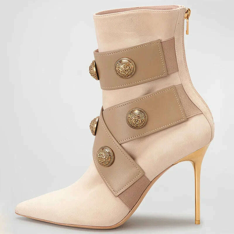 KIMLUD, Large Size 45 Retro Metal Ornaments Women Pointy toe Ankle Boots Wide Fit High Heels Shoes Stiletto Short Booty Dress Pumps, KIMLUD Womens ClothesKIMLUD, Large Size 45 Retro Metal Ornaments Women Pointy toe Ankle Boots Wide Fit High Heels Shoes Stiletto Short Booty Dress Pumps, APRICOT / 34, KIMLUD APPAREL - Womens Clothes