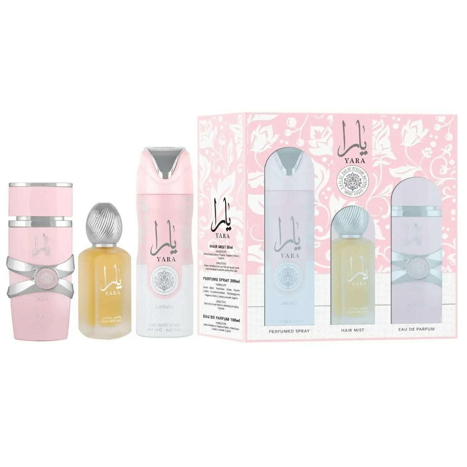 KIMLUD, Lattafa Yara For Women 3Piece Set 3.4 Oz Eau de Parfum Spray + 1.7 Oz Hair Mist + 6.7 Oz Deodorant Spray Sweet Pheromone Perfume, KIMLUD Womens Clothes