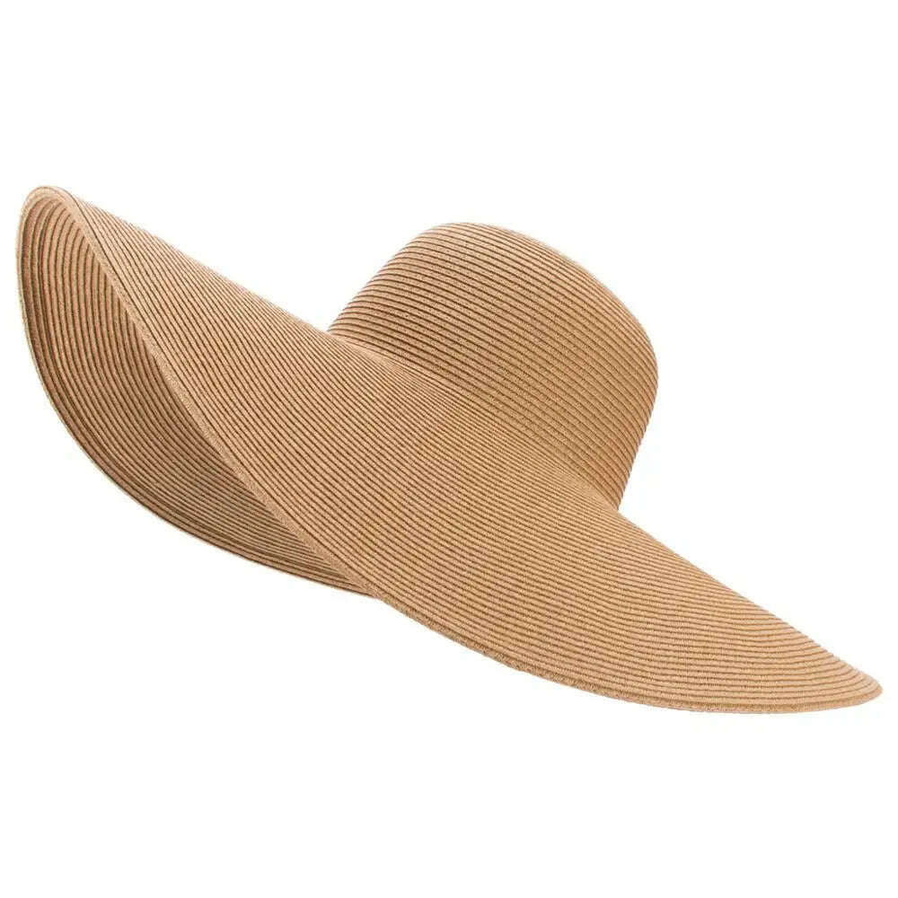 KIMLUD, Lawliet 7.1''/18cm Foldable Oversized Huge Wide Brim Sun Beach Straw Hats Wedding Womens Floppy Party Dressy A330, KIMLUD Womens Clothes