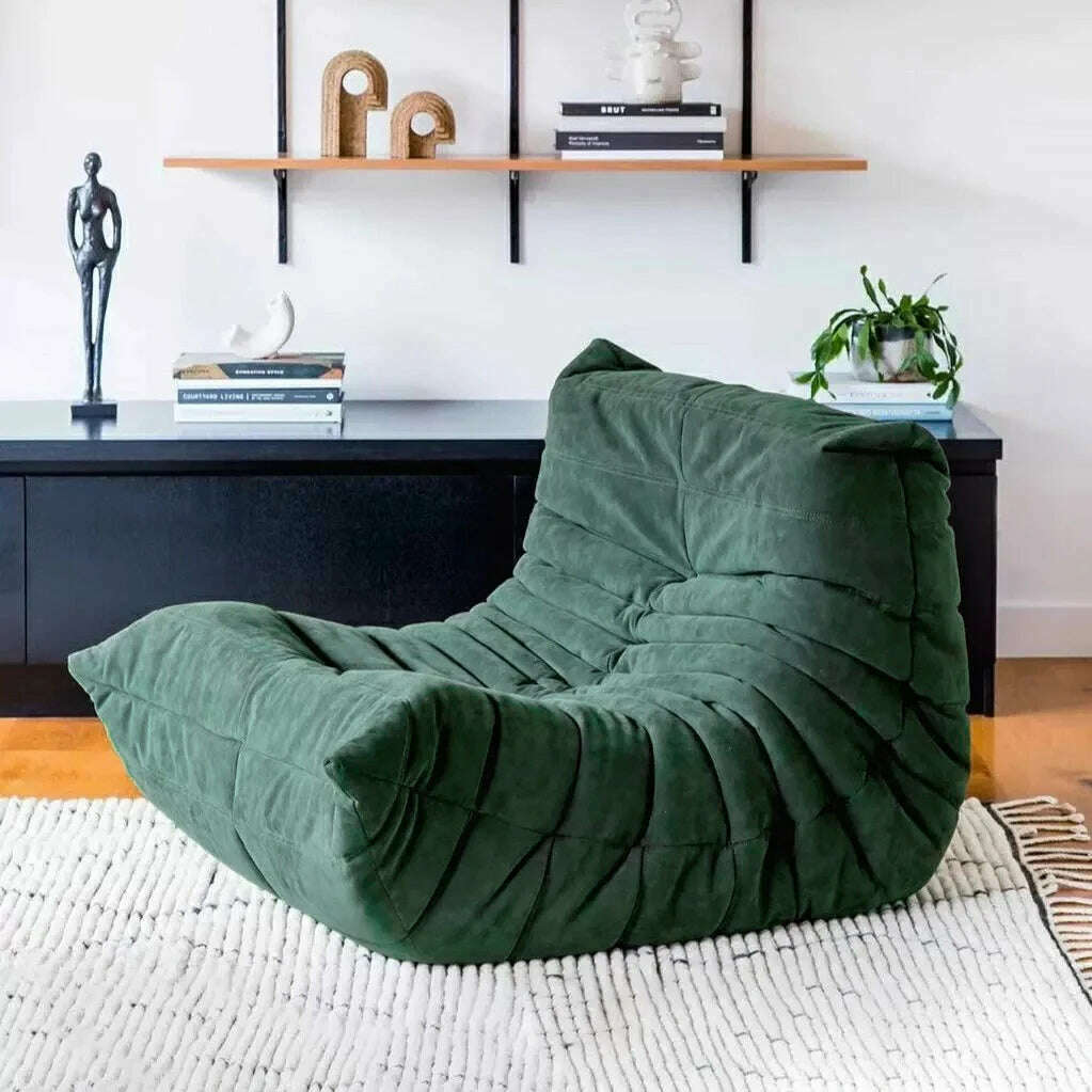 KIMLUD, Lazy Floor Sofa for Living Room Corner Chair Caterpillar Sofa Luxury Living Room Sofa Furgle Chair Soft Suede Oversized Chair, E, KIMLUD APPAREL - Womens Clothes