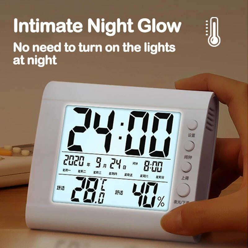 KIMLUD, LCD Digital Temperature Baby Room Humidity Meter Backlight Home Indoor Electronic Hygrometer Thermometer With Time, KIMLUD Womens Clothes