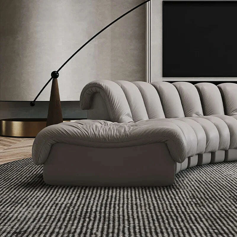 Leather Curved Modular Sectional Sofas - Black | KIMLUD