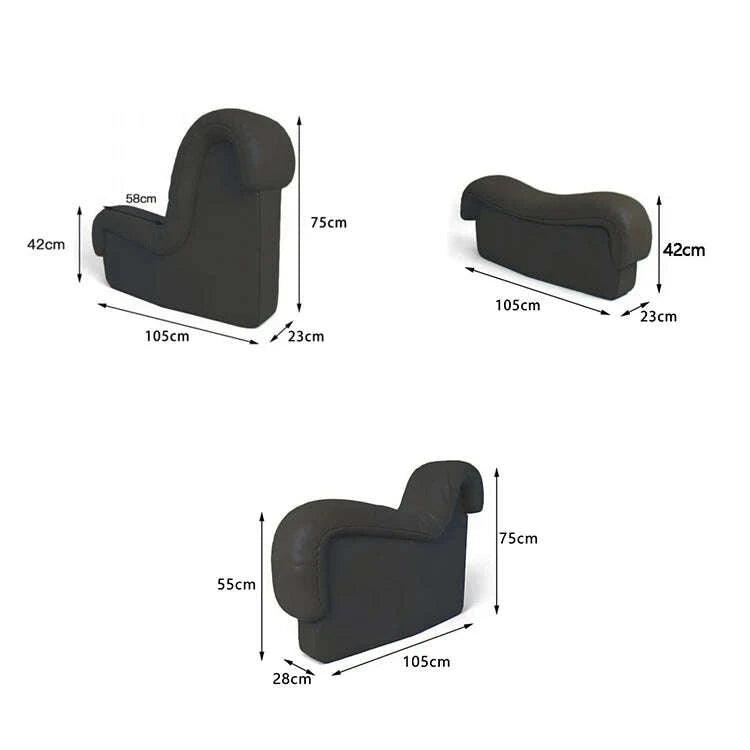 Leather Curved Modular Sectional Sofas - Black | KIMLUD
