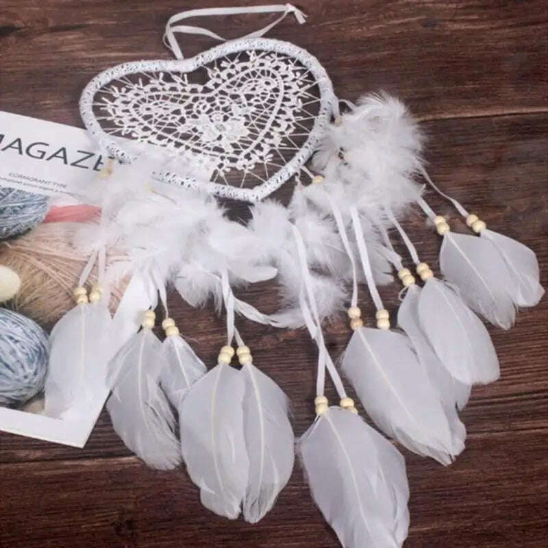 KIMLUD, LED Light Dream Catcher Handmade Deamcatcher Feathers Wall Hanging Decoration Romantic Valentine's Day Gift for Girlfriend, KIMLUD Womens Clothes