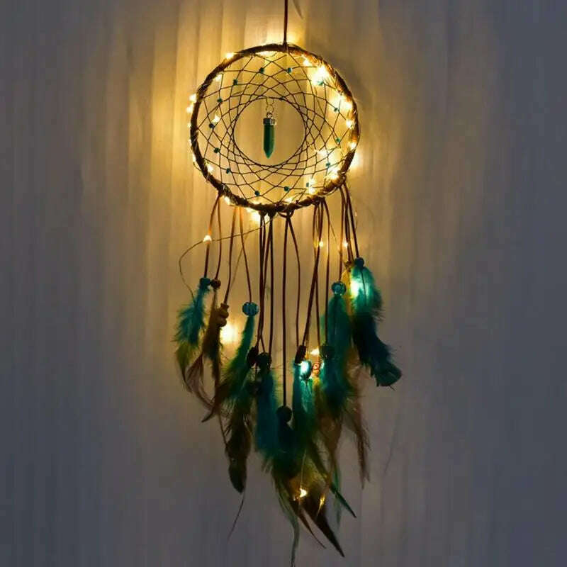 KIMLUD, LED Light Dream Catcher Handmade Deamcatcher Feathers Wall Hanging Decoration Romantic Valentine's Day Gift for Girlfriend, F 55x13cm / CHINA, KIMLUD APPAREL - Womens Clothes