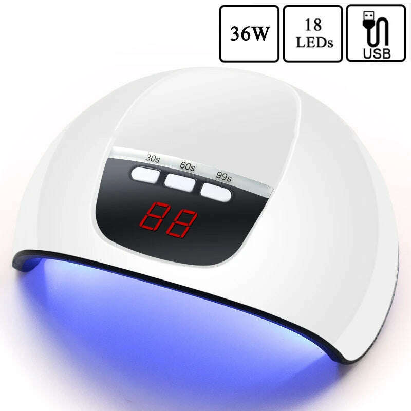 KIMLUD, LED Nail Lamp For Manicure 72W Nail Dryer Machine UV Drying Lamp For Curing UV Gel Nail Polish With Motion Sensing LCD Display, Mini06 36W White USB, KIMLUD APPAREL - Womens Clothes