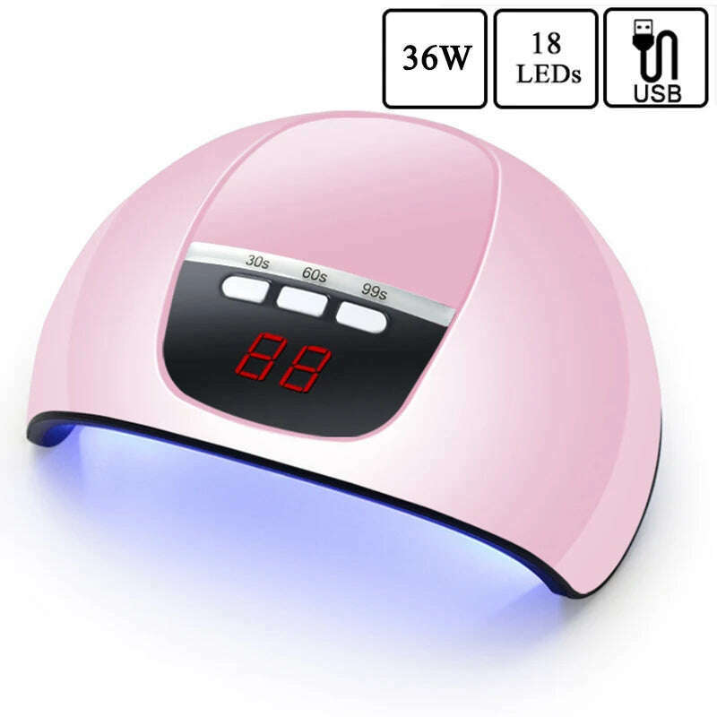 KIMLUD, LED Nail Lamp For Manicure 72W Nail Dryer Machine UV Drying Lamp For Curing UV Gel Nail Polish With Motion Sensing LCD Display, Mini06 36W Pink USB, KIMLUD APPAREL - Womens Clothes