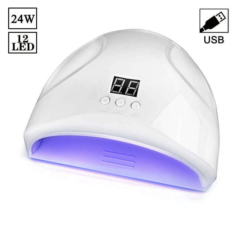 KIMLUD, LED Nail Lamp For Manicure 72W Nail Dryer Machine UV Drying Lamp For Curing UV Gel Nail Polish With Motion Sensing LCD Display, Mini 24W White USB, KIMLUD APPAREL - Womens Clothes