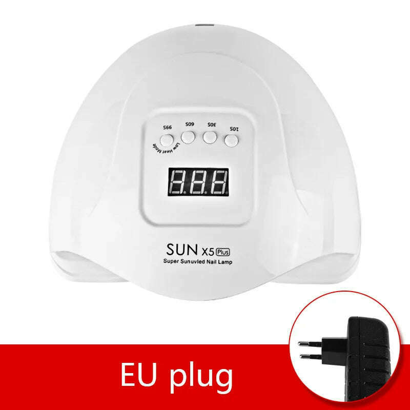 KIMLUD, LED Nail Lamp For Manicure 72W Nail Dryer Machine UV Drying Lamp For Curing UV Gel Nail Polish With Motion Sensing LCD Display, X5 72W White EU, KIMLUD APPAREL - Womens Clothes