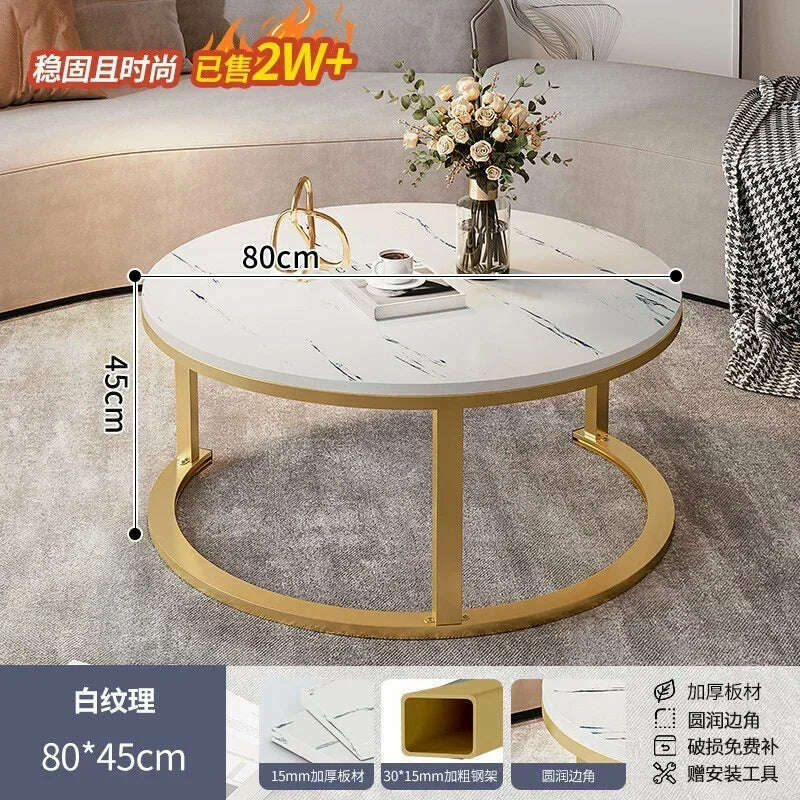 KIMLUD, Legs Gold Design Coffee Tables Decoration Organizer Marble Extendable Coffee Table Standing Floor Table Basse Office Furniture, 80cm, KIMLUD APPAREL - Womens Clothes