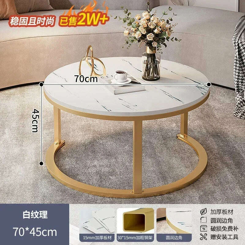 KIMLUD, Legs Gold Design Coffee Tables Decoration Organizer Marble Extendable Coffee Table Standing Floor Table Basse Office Furniture, 70cm, KIMLUD APPAREL - Womens Clothes