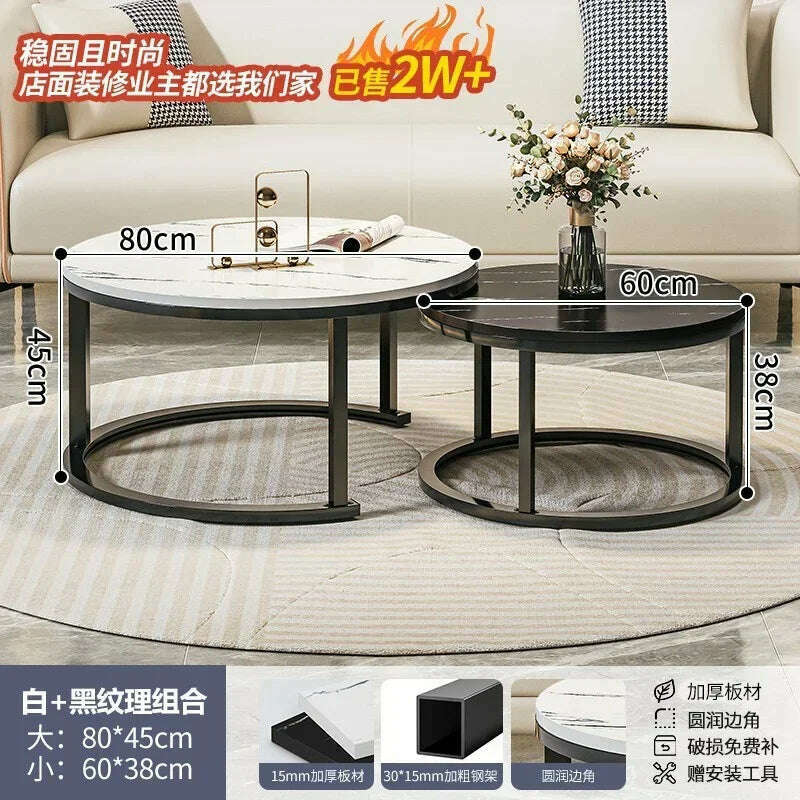 KIMLUD, Legs Gold Design Coffee Tables Decoration Organizer Marble Extendable Coffee Table Standing Floor Table Basse Office Furniture, 80cm And 60cm 2, KIMLUD APPAREL - Womens Clothes