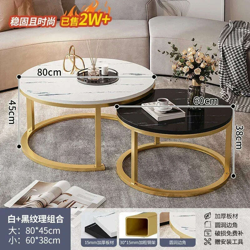 KIMLUD, Legs Gold Design Coffee Tables Decoration Organizer Marble Extendable Coffee Table Standing Floor Table Basse Office Furniture, 80cm And 60cm 3, KIMLUD APPAREL - Womens Clothes