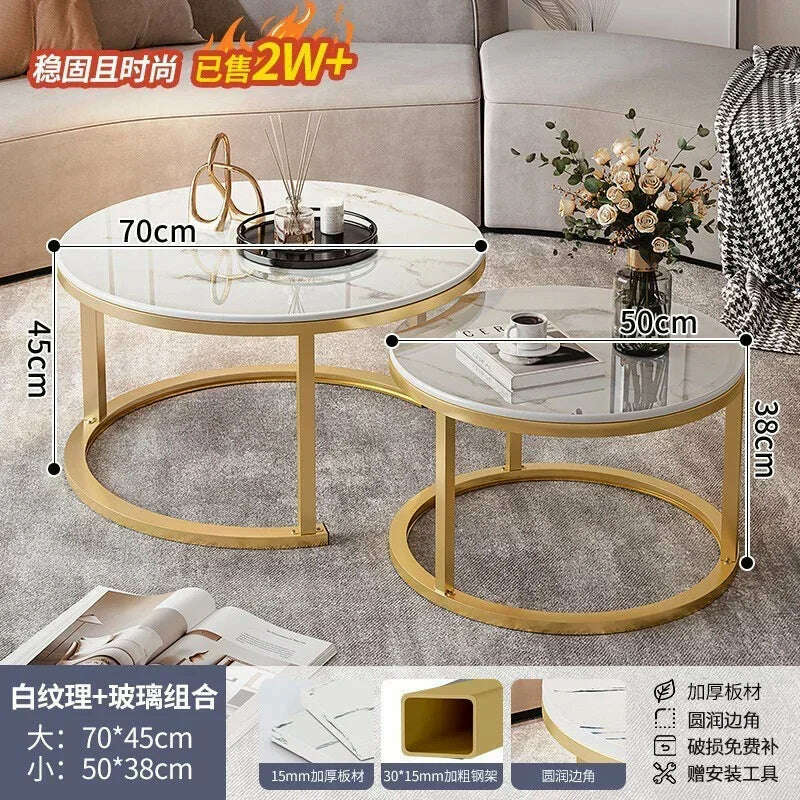 KIMLUD, Legs Gold Design Coffee Tables Decoration Organizer Marble Extendable Coffee Table Standing Floor Table Basse Office Furniture, 70cm And 50cm 1, KIMLUD APPAREL - Womens Clothes