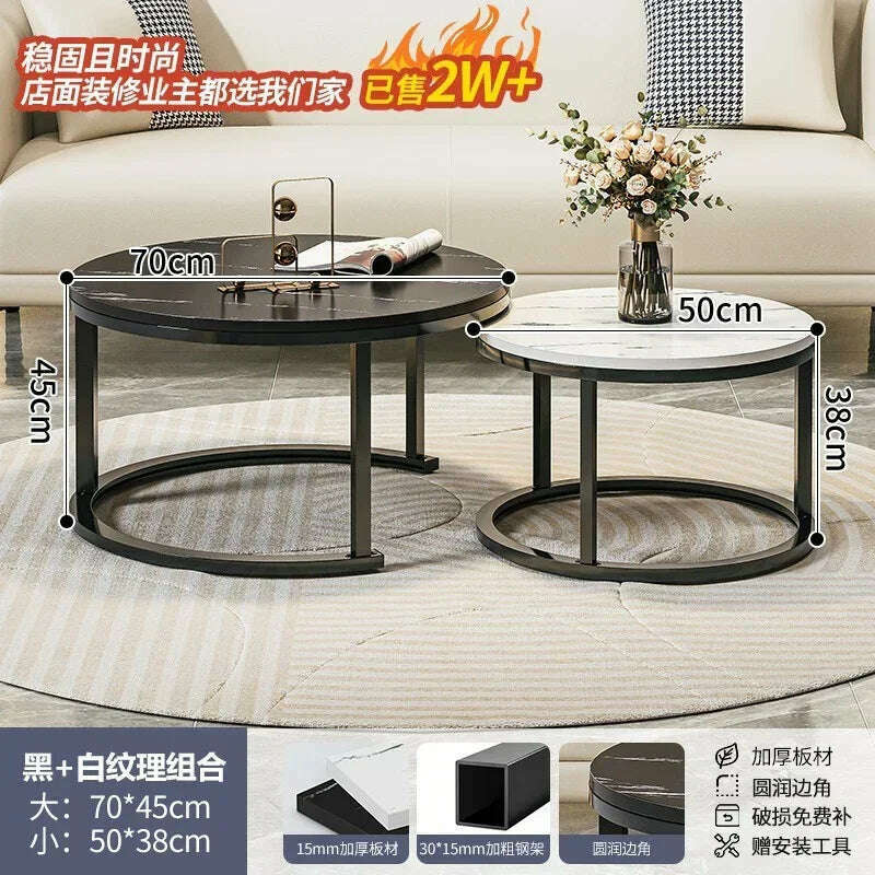 KIMLUD, Legs Gold Design Coffee Tables Decoration Organizer Marble Extendable Coffee Table Standing Floor Table Basse Office Furniture, 70cm And 50cm 3, KIMLUD APPAREL - Womens Clothes