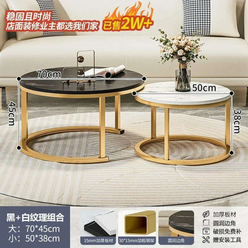 KIMLUD, Legs Gold Design Coffee Tables Decoration Organizer Marble Extendable Coffee Table Standing Floor Table Basse Office Furniture, 70cm And 50cm 4, KIMLUD APPAREL - Womens Clothes