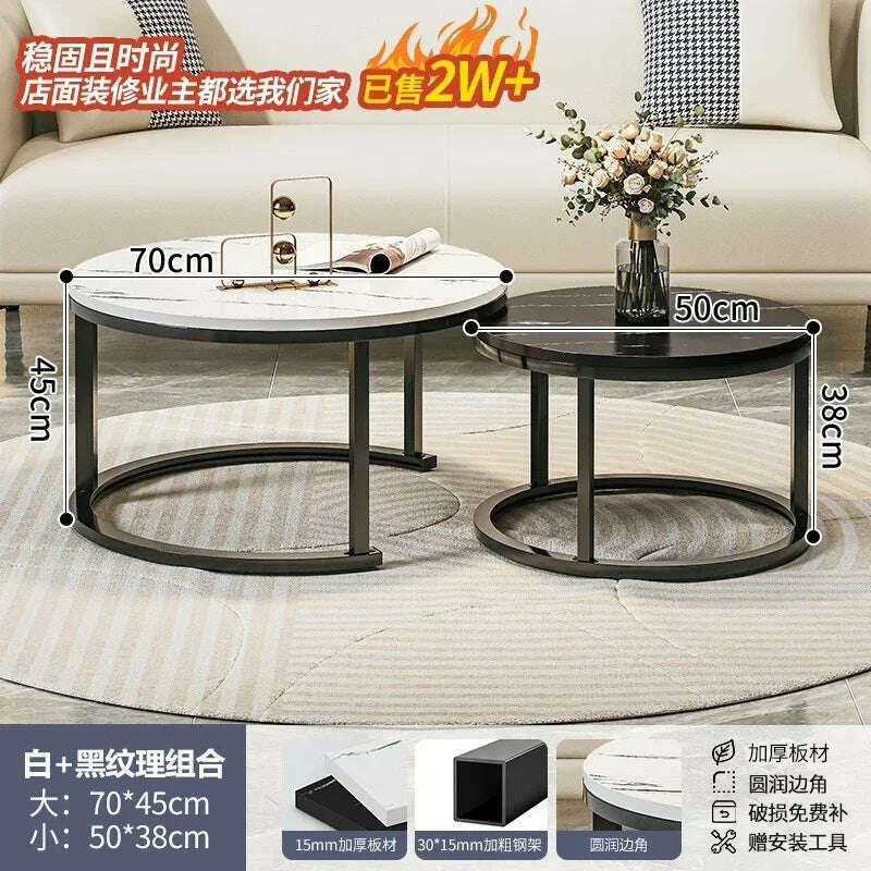 KIMLUD, Legs Gold Design Coffee Tables Decoration Organizer Marble Extendable Coffee Table Standing Floor Table Basse Office Furniture, 70cm And 50cm 5, KIMLUD APPAREL - Womens Clothes