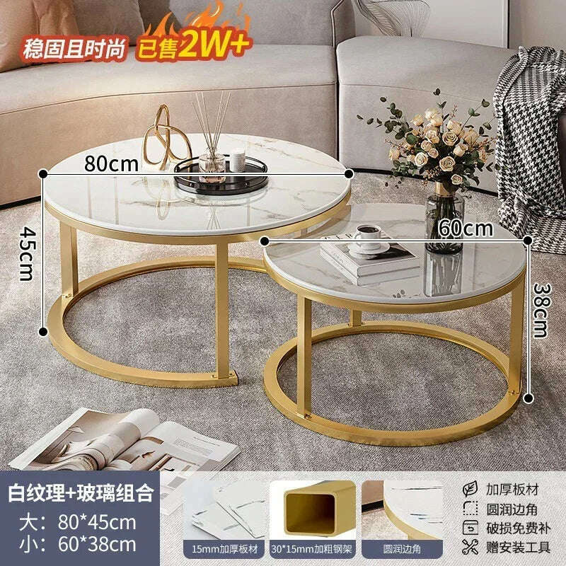 KIMLUD, Legs Gold Design Coffee Tables Decoration Organizer Marble Extendable Coffee Table Standing Floor Table Basse Office Furniture, 80cm And 60cm 5, KIMLUD APPAREL - Womens Clothes