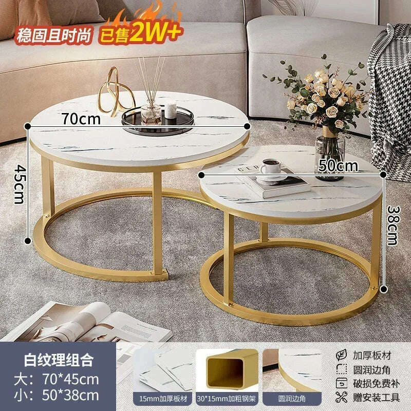 KIMLUD, Legs Gold Design Coffee Tables Decoration Organizer Marble Extendable Coffee Table Standing Floor Table Basse Office Furniture, 70cm And 50cm 6, KIMLUD APPAREL - Womens Clothes