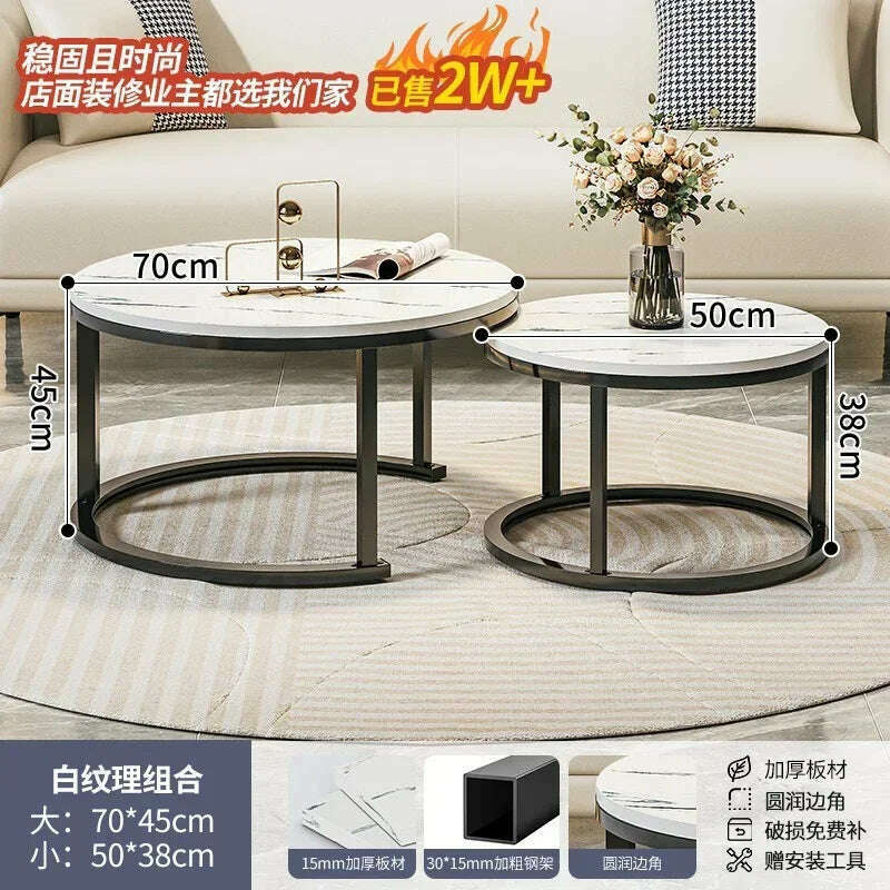 KIMLUD, Legs Gold Design Coffee Tables Decoration Organizer Marble Extendable Coffee Table Standing Floor Table Basse Office Furniture, 70cm And 50cm 8, KIMLUD APPAREL - Womens Clothes