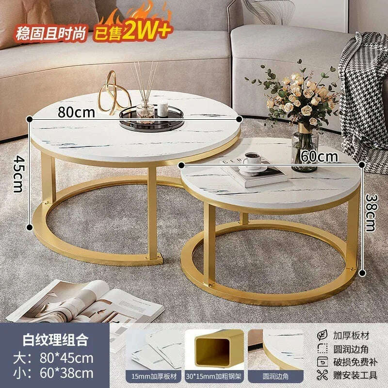 KIMLUD, Legs Gold Design Coffee Tables Decoration Organizer Marble Extendable Coffee Table Standing Floor Table Basse Office Furniture, 80cm And 60cm 7, KIMLUD APPAREL - Womens Clothes
