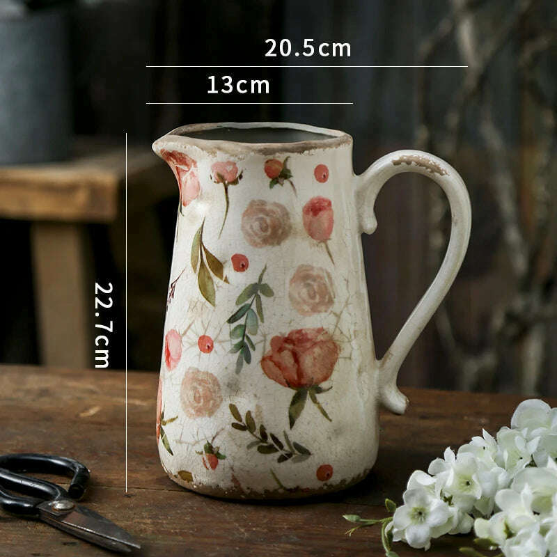 KIMLUD, Lemon Flower Vase, Retro Vintage Ceramic Creativity Nordic French Gardening Green Plants, Table Decorations Flower Hydroponics, 22.7x20.5cm 1 / China, KIMLUD APPAREL - Womens Clothes