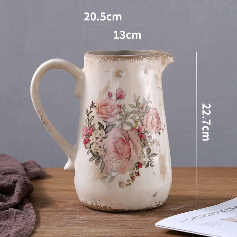 KIMLUD, Lemon Flower Vase, Retro Vintage Ceramic Creativity Nordic French Gardening Green Plants, Table Decorations Flower Hydroponics, 22.7x20.5cm 2 / China, KIMLUD APPAREL - Womens Clothes