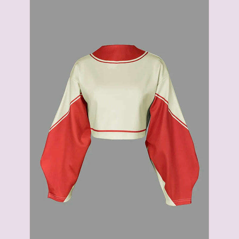 KIMLUD, Lemongor Urban Female Stylish Striped High Neck Long Sleeve Zipper Tops & Elastic High Waist Wide Leg Pants Suits Two Piece Sets, Tops / XXL, KIMLUD APPAREL - Womens Clothes