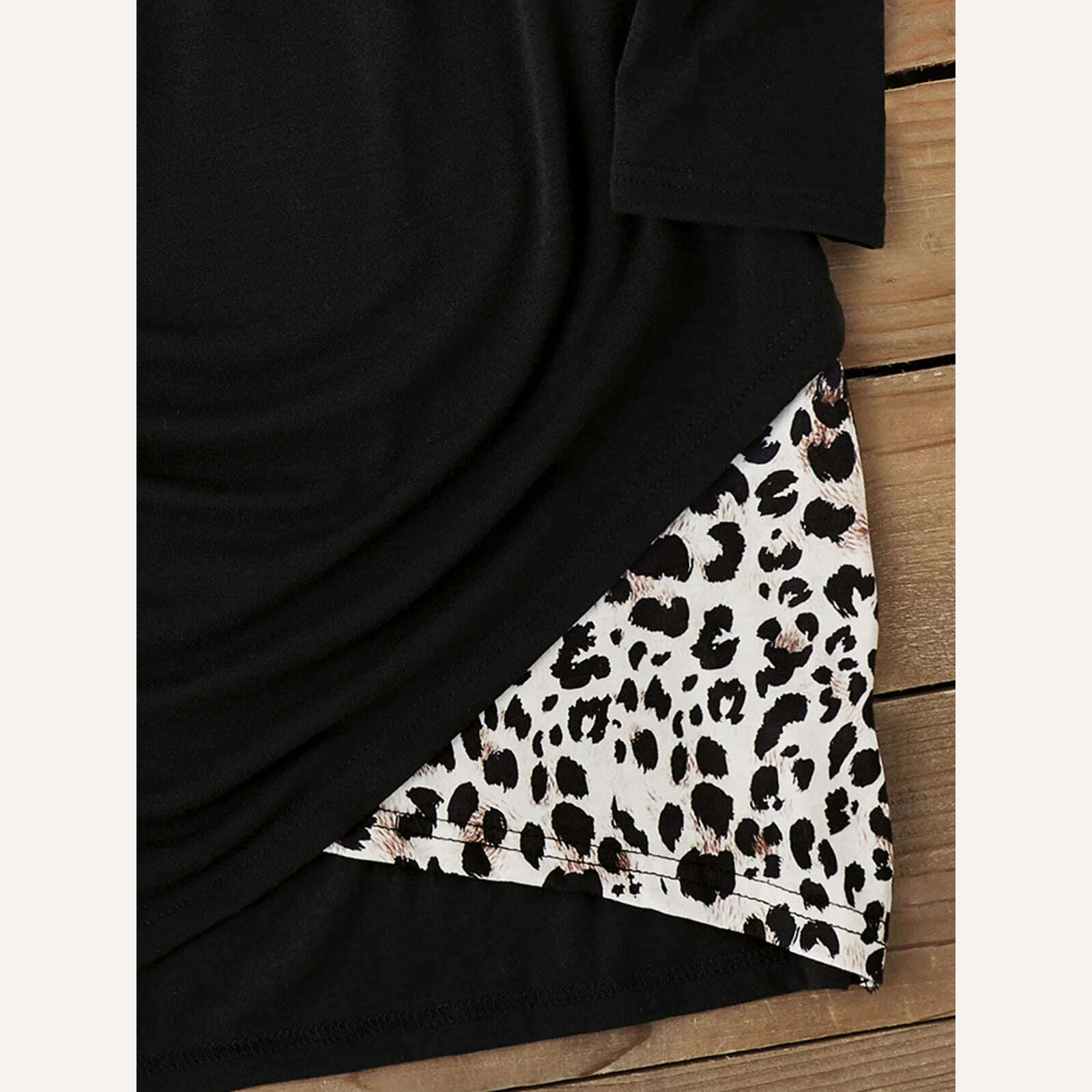KIMLUD, Leopard Ruched Wrap Criss-Cross Cold Shoulder Bodycon Dress V-Neck Sexy Women Fashion Elegant Skirt Long Sleeve Vacation Clothes, KIMLUD Womens Clothes