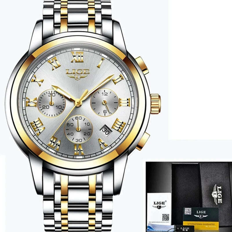 LIGE Men Watches Top Luxury Brand Full Steel Waterproof Sport Quartz Watch Men Fashion Date Clock Chronograph Relogio Masculino - KIMLUD