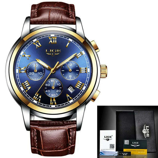LIGE Men Watches Top Luxury Brand Full Steel Waterproof Sport Quartz Watch Men Fashion Date Clock Chronograph Relogio Masculino - KIMLUD