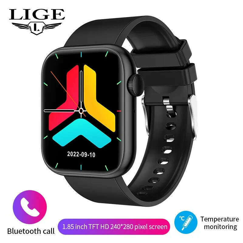 KIMLUD, LIGE Smart Watch For Women Full Touch Screen Bluetooth Call Waterproof Watches Sport Fitness Tracker Smartwatch Lady Reloj Mujer, black, KIMLUD Womens Clothes