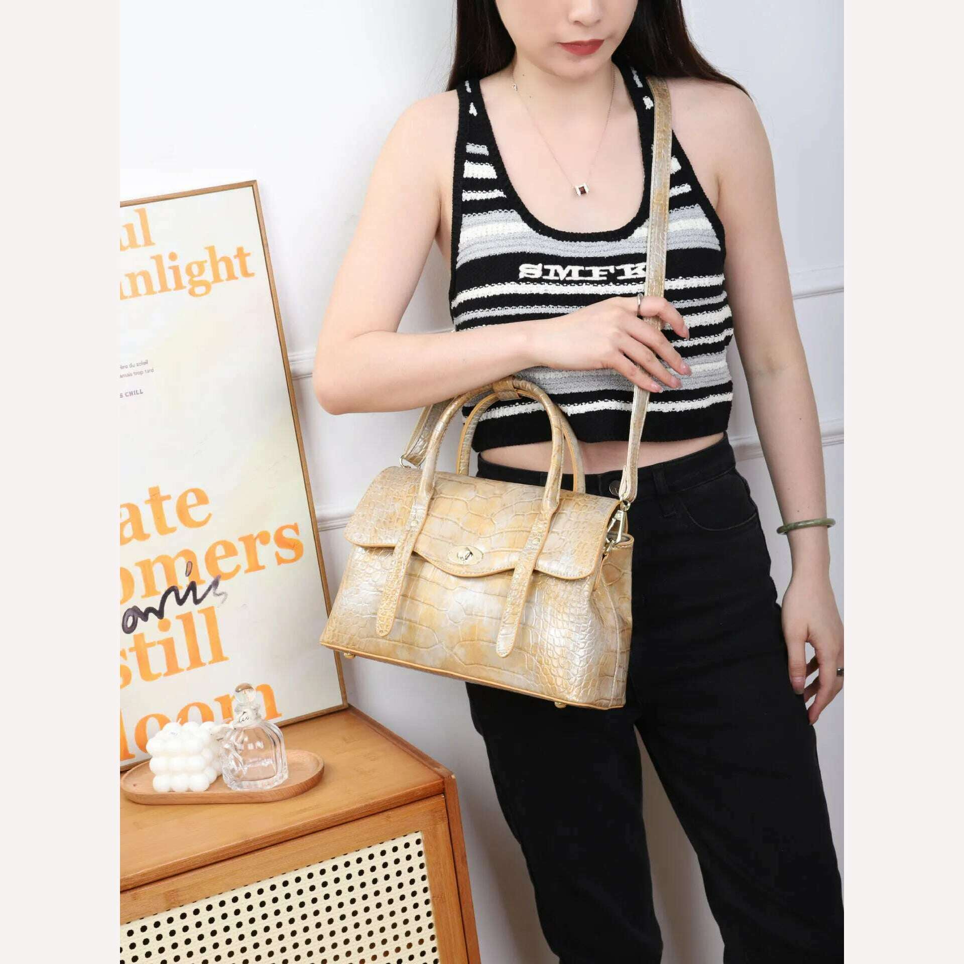 KIMLUD, Light Blue Leather Women's Handbags Lady Big Shoulder Crossbody Tote Bag Fashion Retro Trendy Large Capacity Top Handle Bags, KIMLUD Womens Clothes