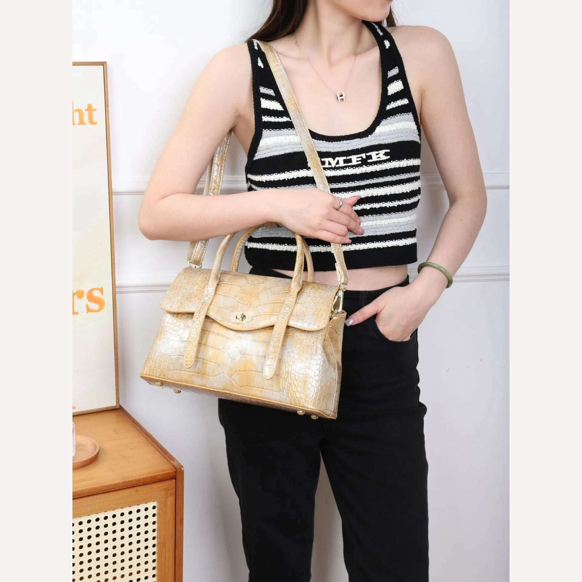 KIMLUD, Light Blue Leather Women's Handbags Lady Big Shoulder Crossbody Tote Bag Fashion Retro Trendy Large Capacity Top Handle Bags, KIMLUD Womens Clothes