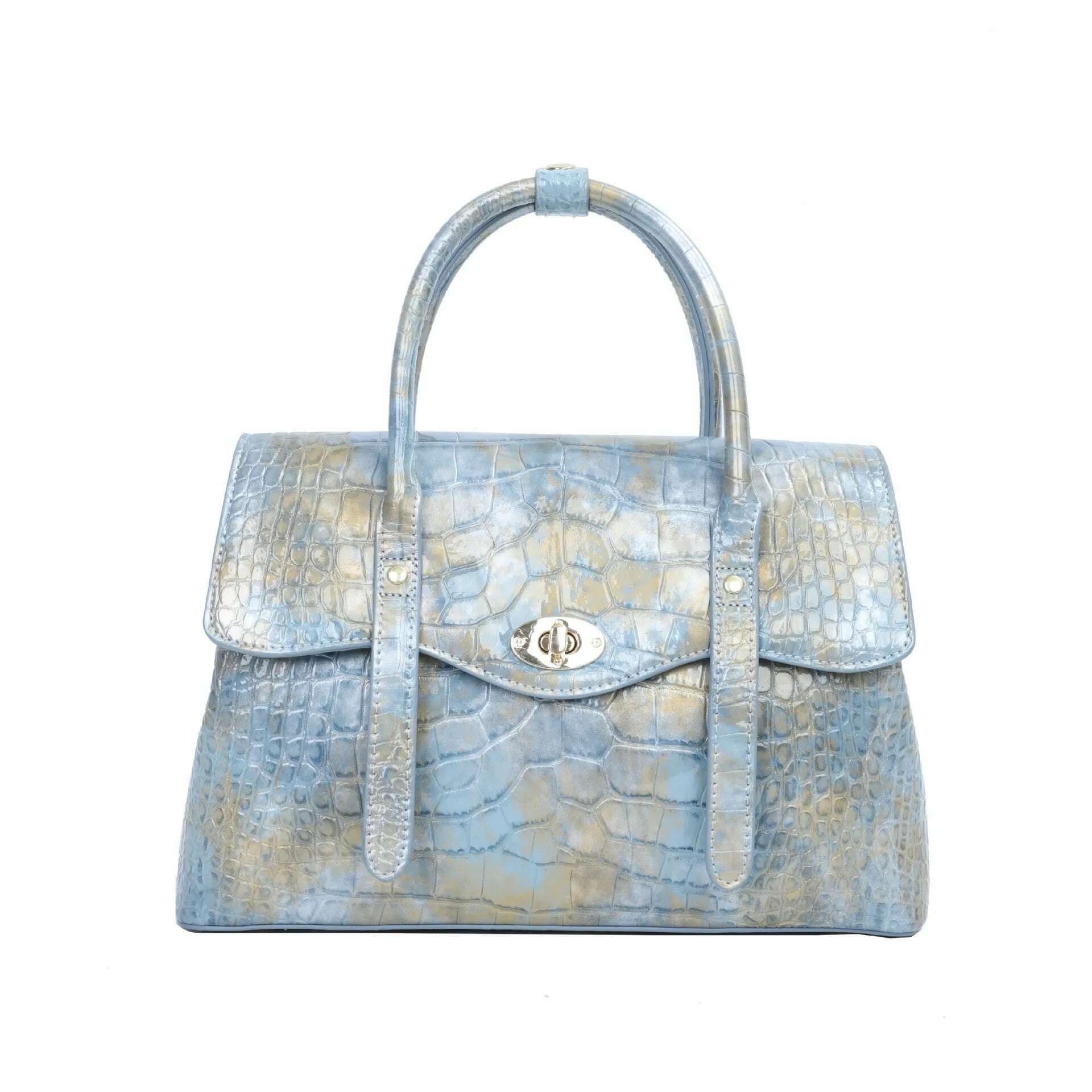 KIMLUD, Light Blue Leather Women's Handbags Lady Big Shoulder Crossbody Tote Bag Fashion Retro Trendy Large Capacity Top Handle Bags, KIMLUD Womens Clothes