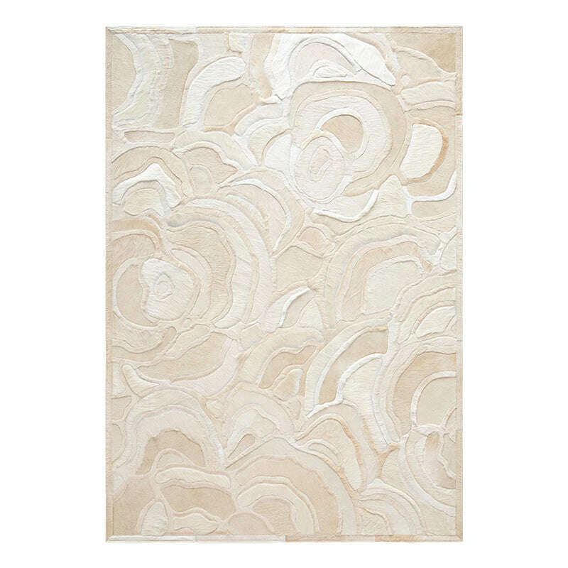 KIMLUD, Light Luxury Cowhide Carpet for Living Room Natural Cow Skin Flower Floor Mat Modern Handmade Cow Hide Bedroom Carpet Nordic Rug, 1 / 160x230cm, KIMLUD Womens Clothes