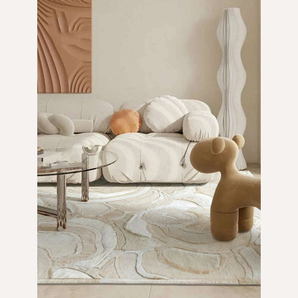 KIMLUD, Light Luxury Cowhide Carpet for Living Room Natural Cow Skin Flower Floor Mat Modern Handmade Cow Hide Bedroom Carpet Nordic Rug, KIMLUD Womens Clothes