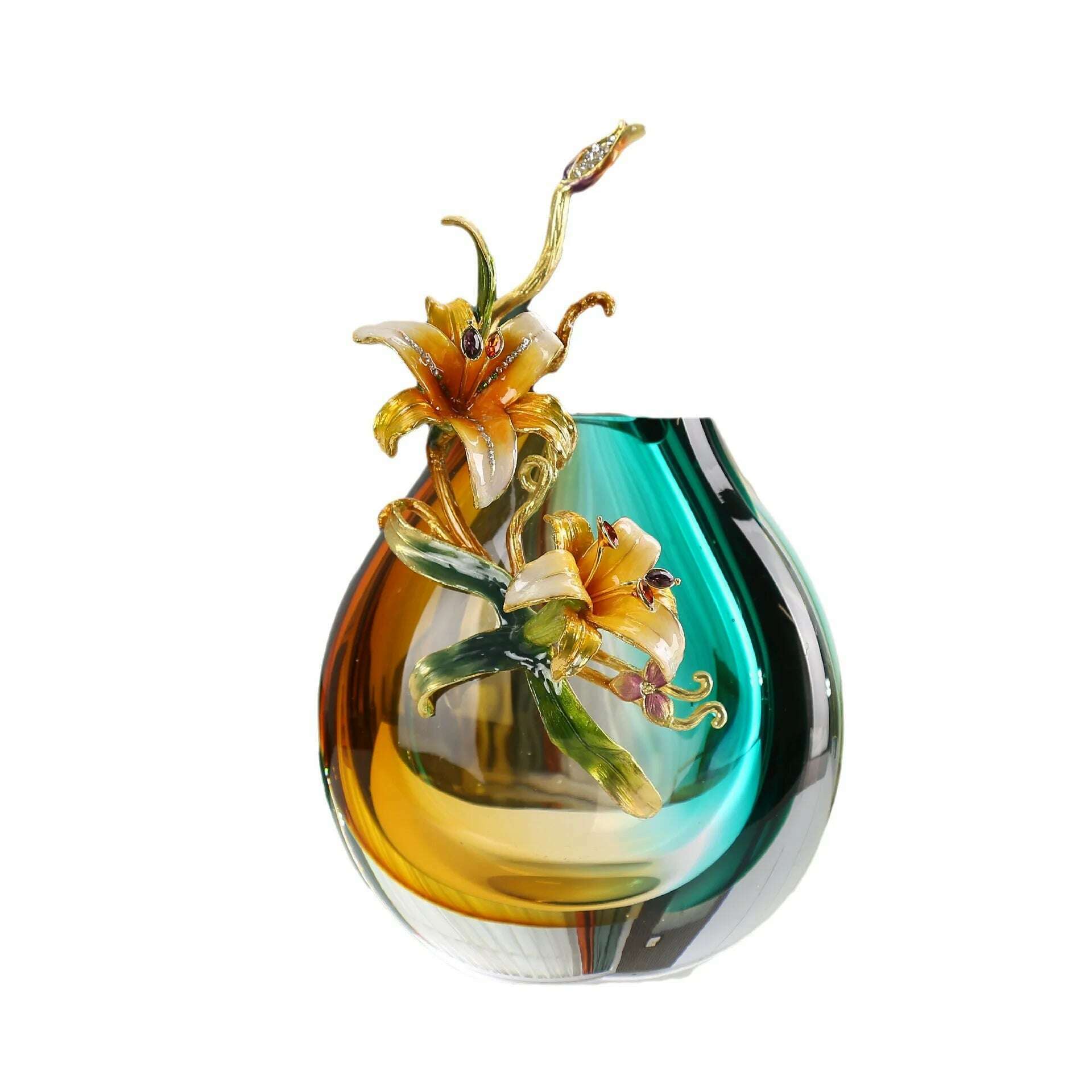 Light Luxury Glaze Enamel Vase Living Room Dining Table Flower Arrangement Creates Ornaments Simple Home Decoration - KIMLUD