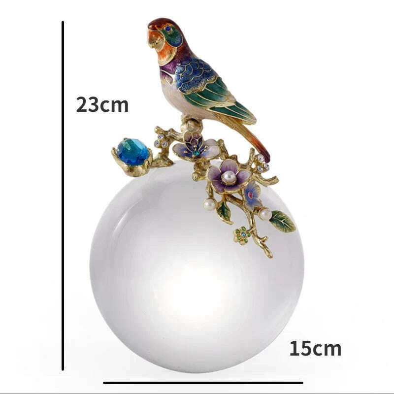 KIMLUD, Light Luxury High-grade Enamel Ornaments Allegorical Crystal Ball Alloy TV Cabinet Office Living Room Home Decorations, Large size, KIMLUD APPAREL - Womens Clothes