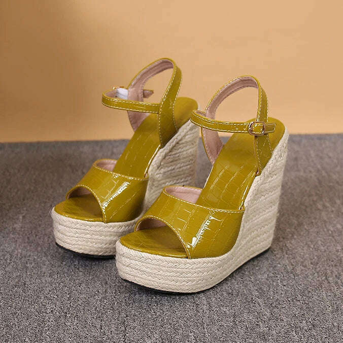 LIHUAMAO pumps wedges peep toe sandals shoes women espadrilles heel rope outsole comfort csaual sandals - KIMLUD